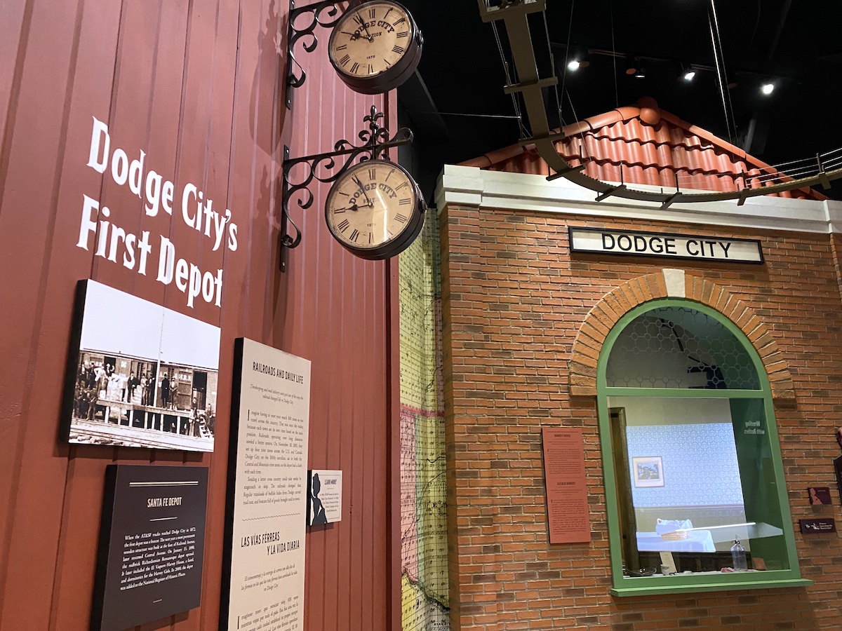 Exhibit about the Historic Santa Fe Depot at the Boot Hill Museum in Dodge City, Kansas