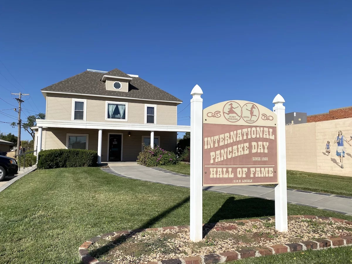 Exterior of building for the International Pancake Day Hall of Fame in Liberal, Kansas