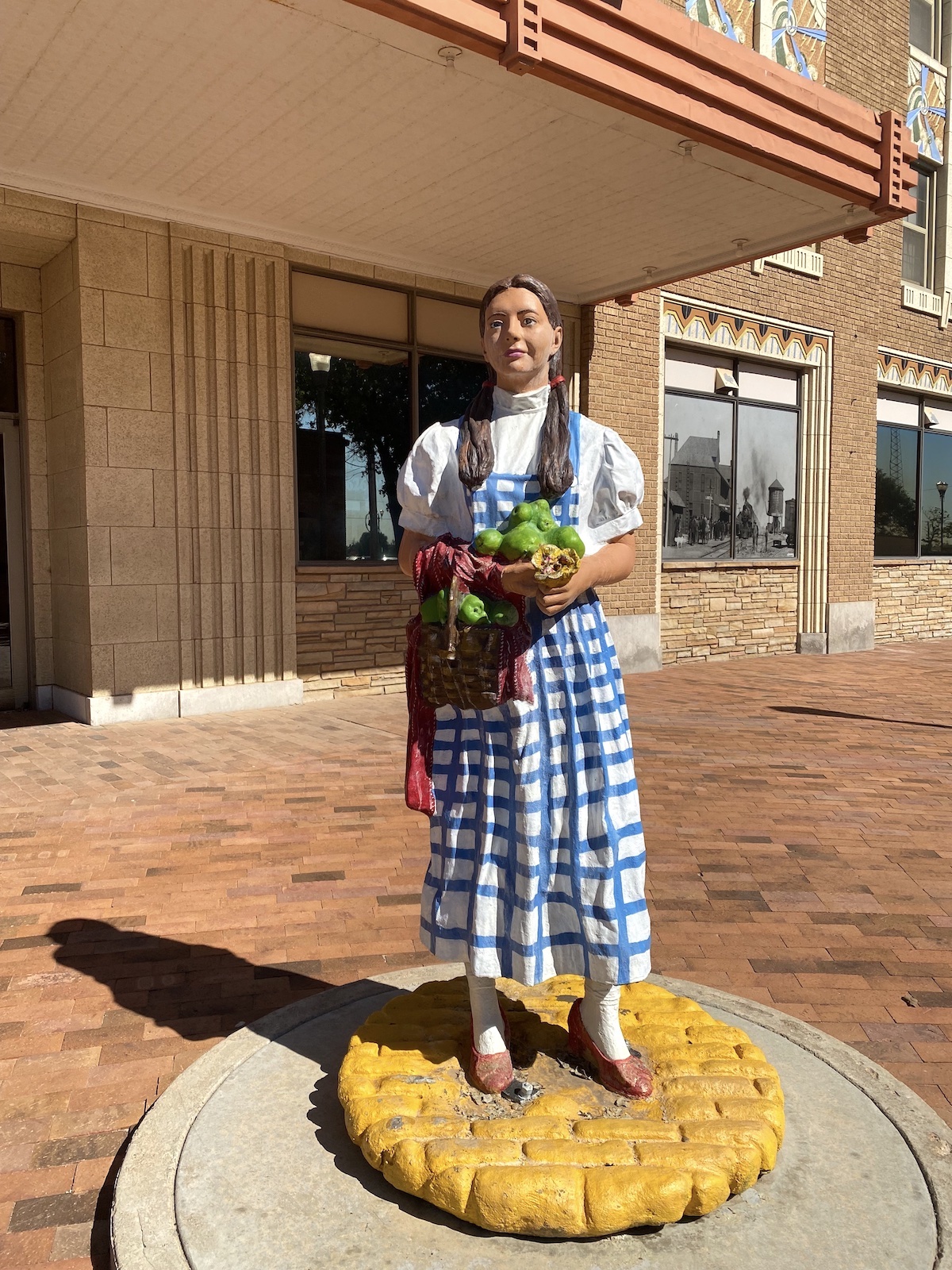 Painted statue of Dorothy Gale in downtown Liberal, Kansas