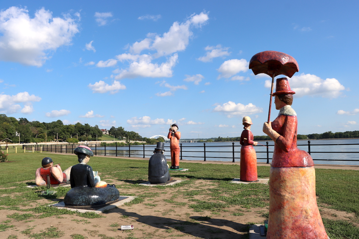 Sculptures along the Mississippi River in Davenport, Iowa