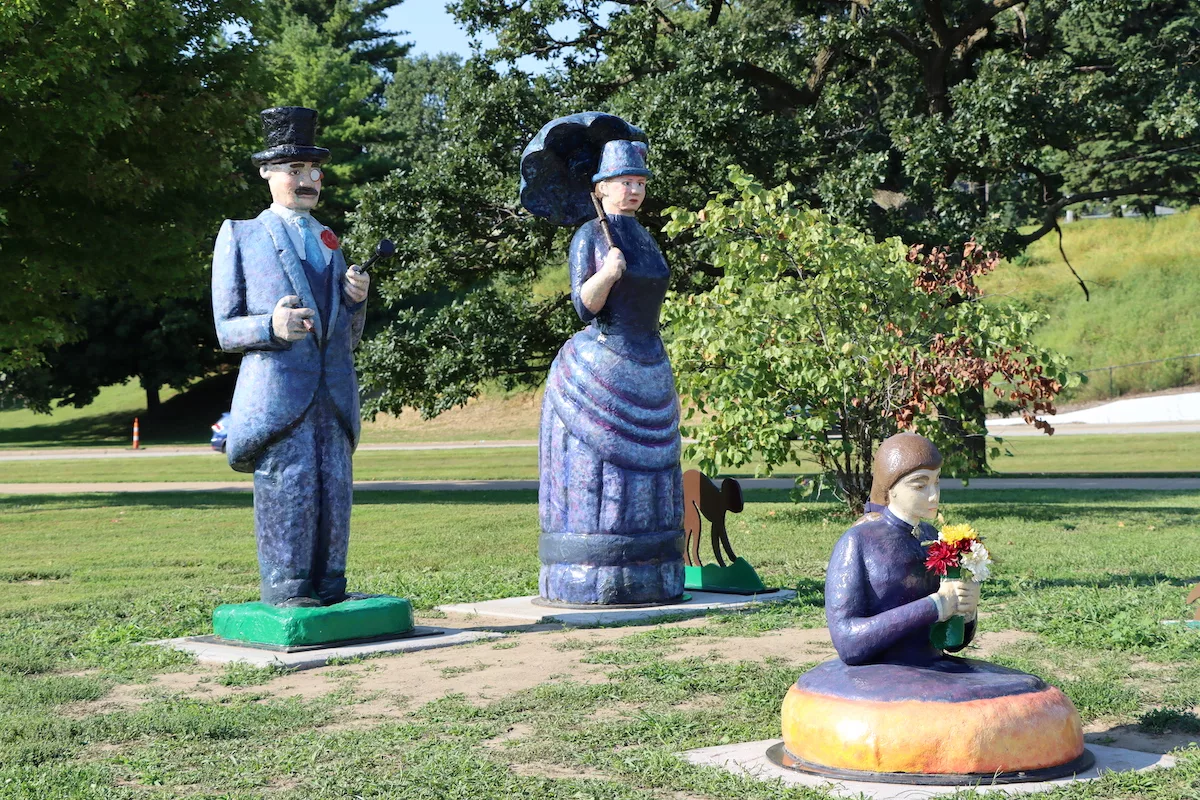 Sculptures along the Mississippi River in Davenport, Iowa