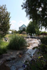 View from Mississippi River model of Quad City Botanical Center in Rock Island, Illinois
