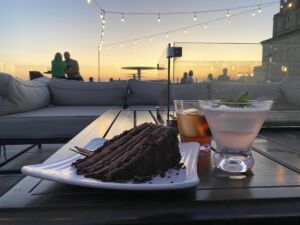 Cake and cocktails at Up Skybar in The Current in Davenport, Iowa