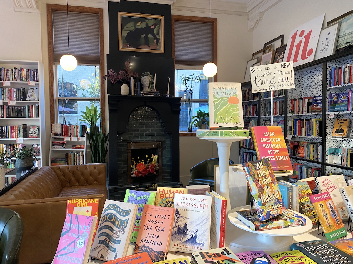 Interior displays at The Literary bookstore in Champaign, Illinois
