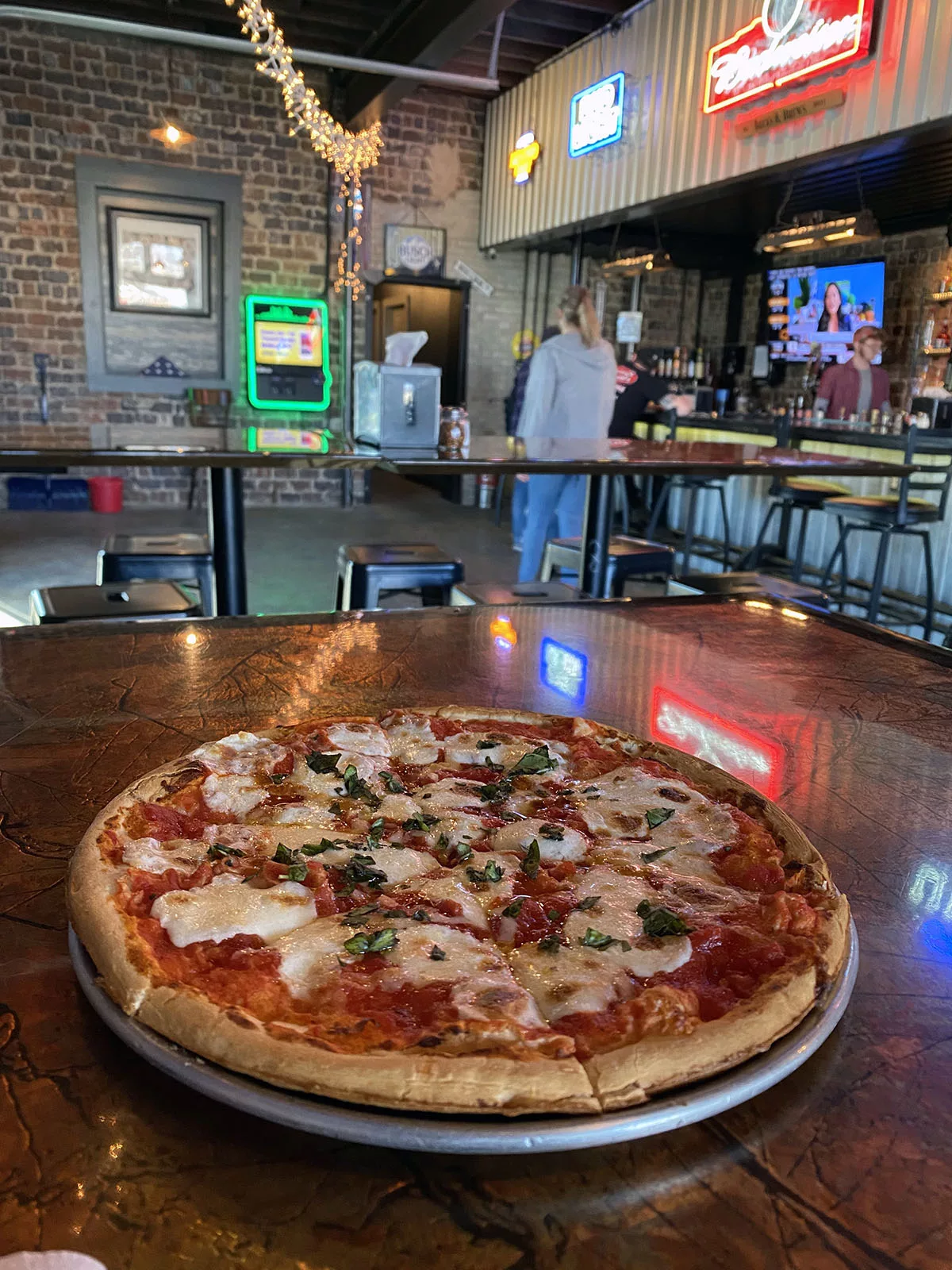 Margherita pizza from Bricks & Brews Woodfire Grill & Pub in Baxter Springs, Kansas