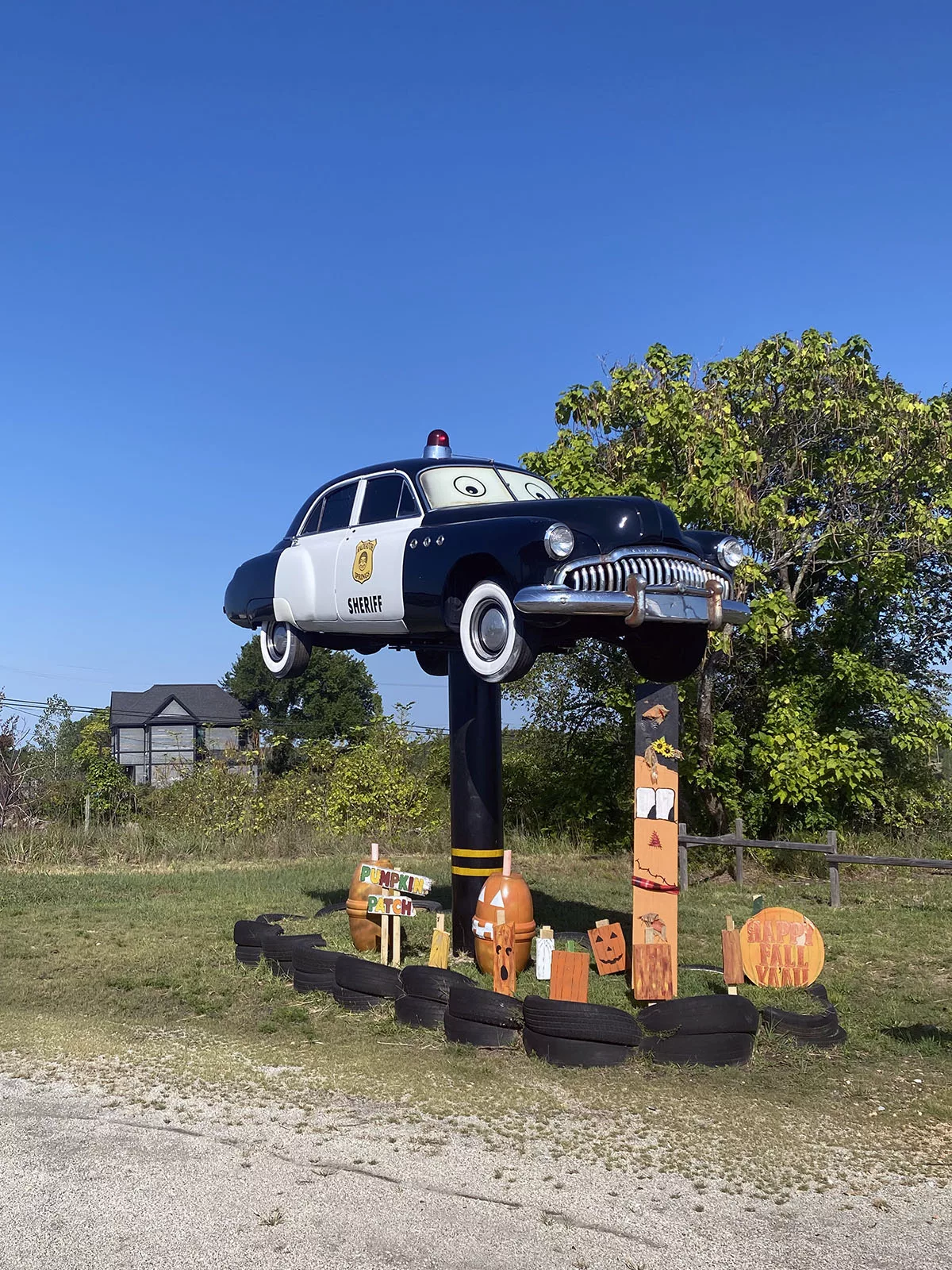 Replica of the Sheriff from the Pixar movie "Cars" at Luigi's Pit Stop in Galena, Kansas