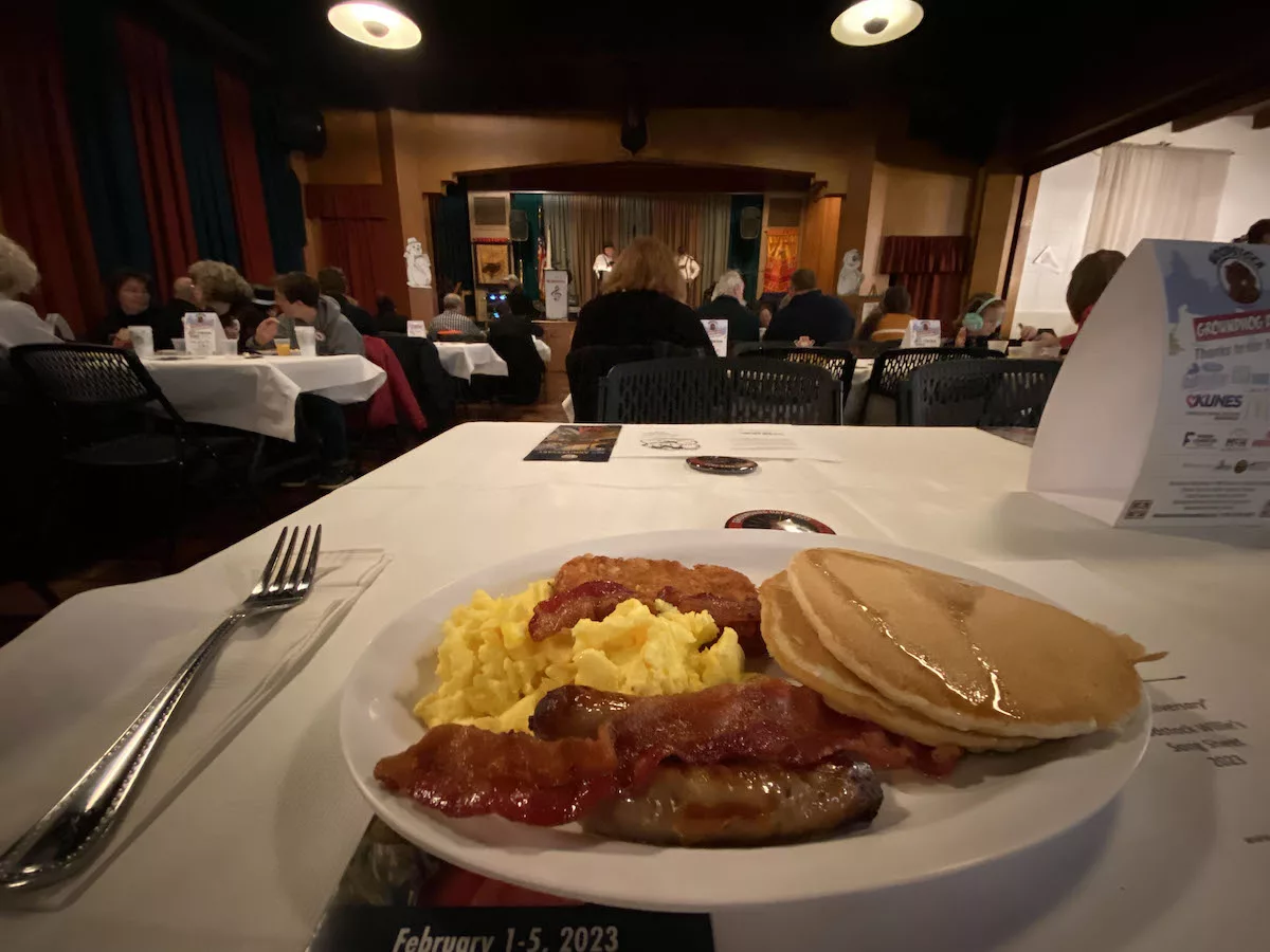 Groundhog Day breakfast at the Woodstock Moose Lodge in Woodstock, Illinois