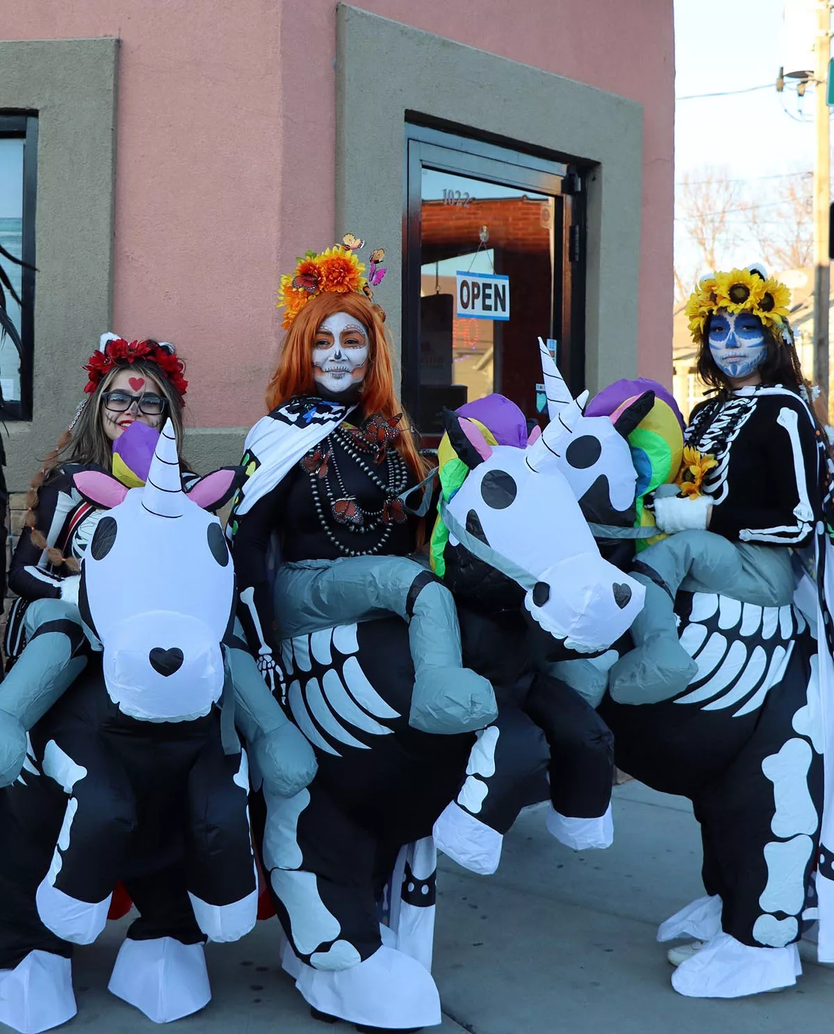 Group of catrinas at Día de los Muertos celebration in Kansas City, Kansas