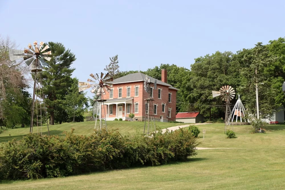 Historic farmhouse at Nathaniel Hamlin Park in Audubon, Iowa