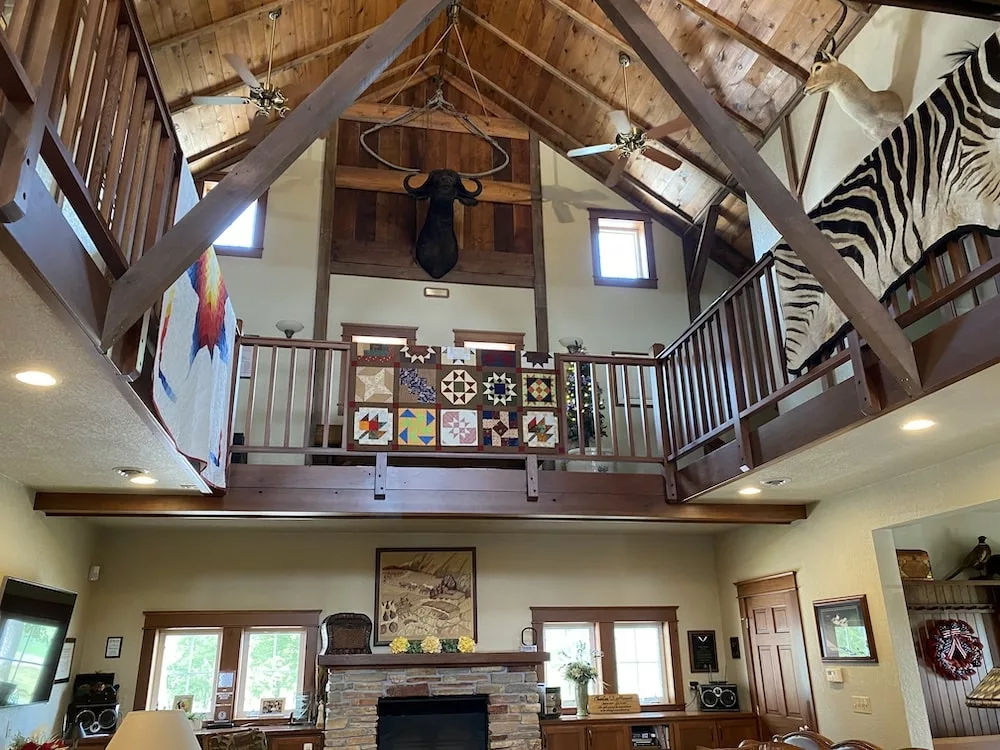 Interior living space of Taylor Hill Lodge in Audubon, Iowa