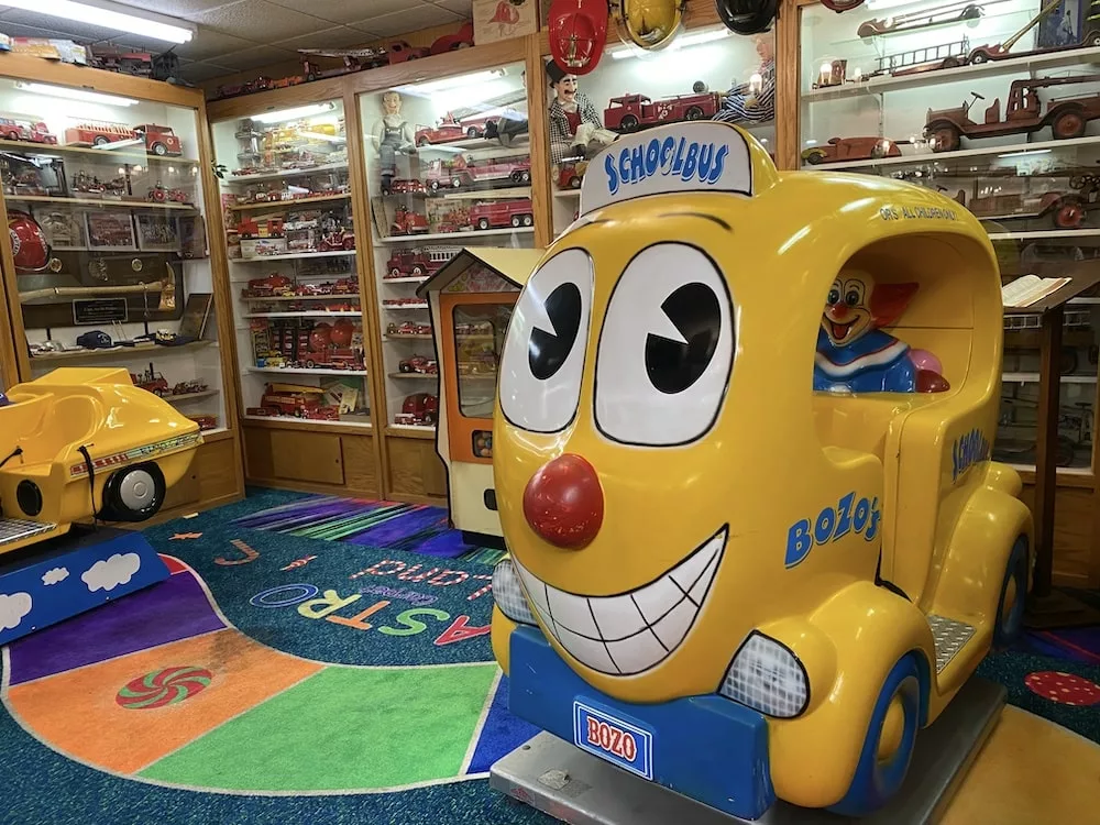 Toy display with school bus inside the World's Largest Toy Museum in Branson, Missouri