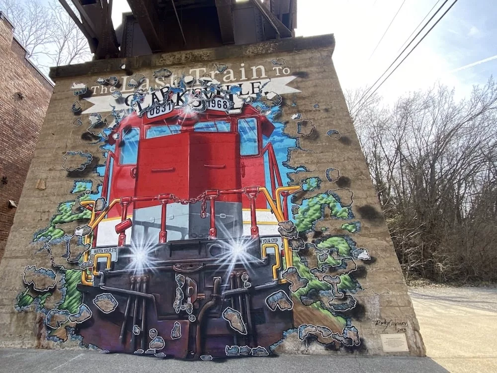 Last Train to Clarksville mural in downtown Clarksville, Tennessee