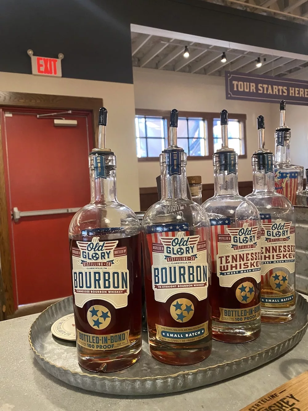 Sampling bottles at Old Glory Distilling Co. in Clarksville, Tennessee
